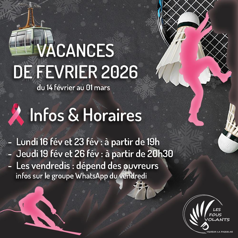 Infos & Horaires vacances de février 2026